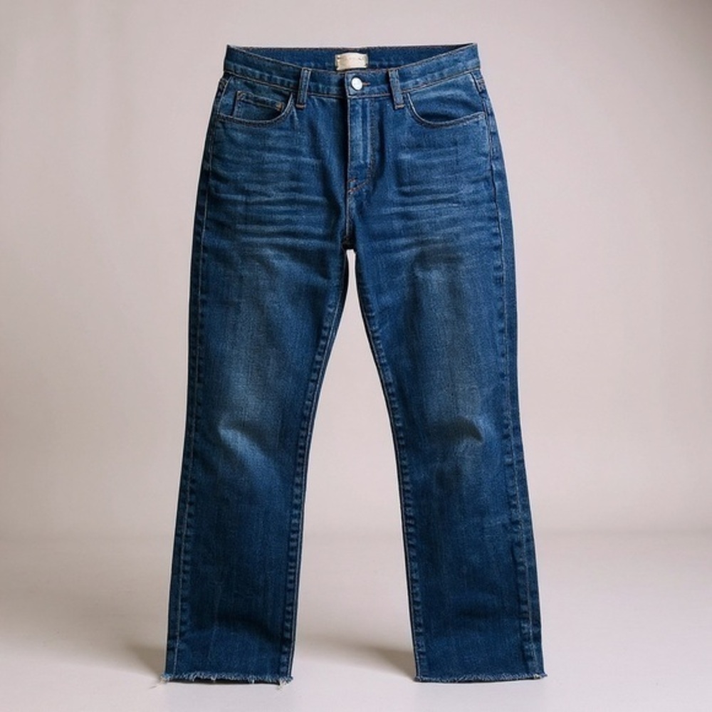 L’Agence High Rise Straight Leg Fray Hem Jeans